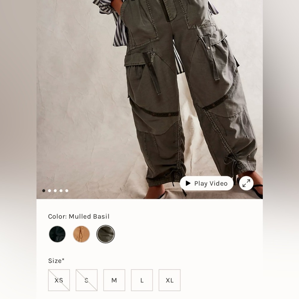🔥Free People Everglades Utility Barrel Cinch Pants In Mulled Basil We The Free - Picture 15 of 15